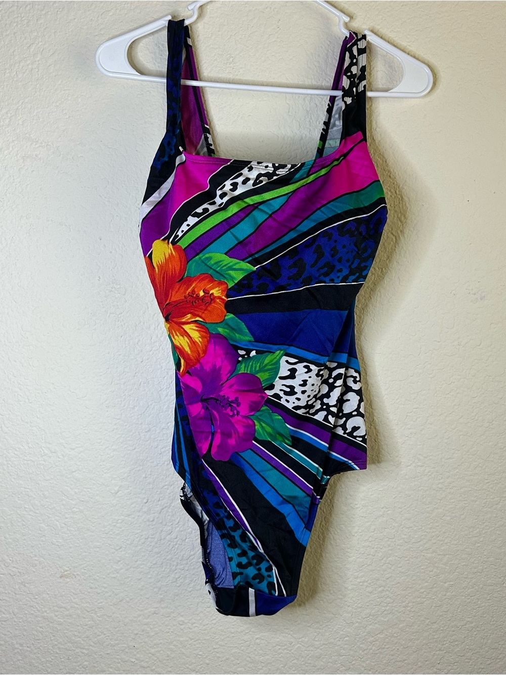 Inches Aways VTG Bright MultiColor 80s‎ OnePiece Swimsuit Beach Summer Resort 14